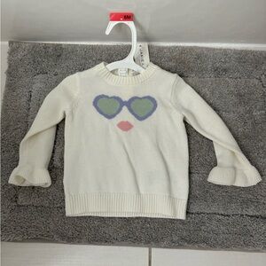NWT Janie & Jack Baby Girl Crewneck Sweater Sunglasses size 6-12 months